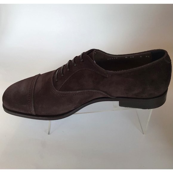 NEW SALVATORE FERRAGAMO Cap Toe Suede Oxfords, Taupe/Stone (Size 8 3E) - $775.00 main image 6
